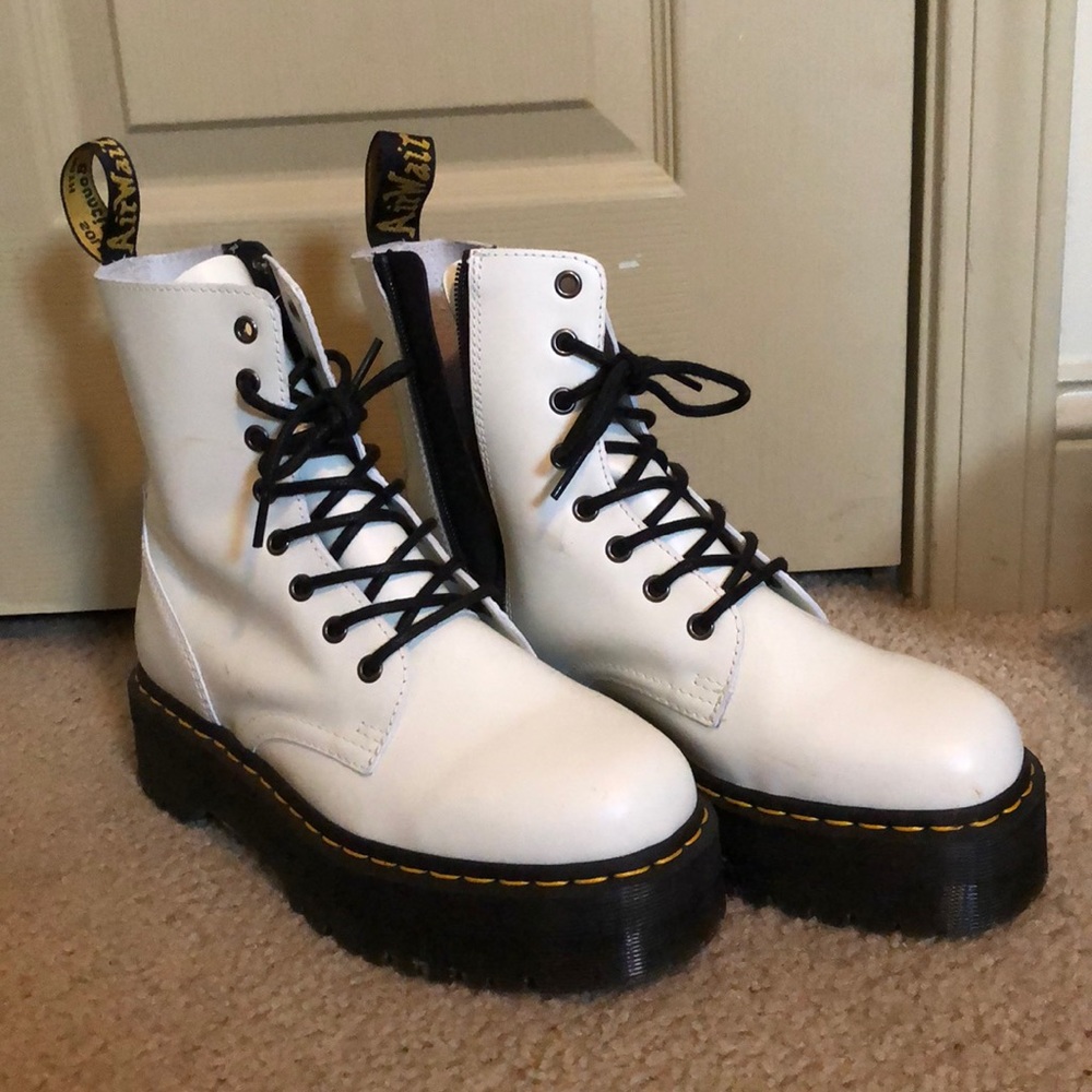 Dr. Martens Jadon 8 Eye Platform White Boot